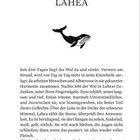 EINS LAHEA

Ein zeichnerischer Wal erscheint zwischen Titel und Text. Der Text beschreibt einen verwesenden Wal am Strand.