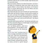 Text erzählt von einer Mutter, die Künstlerin ist. Rechts Kinderillustration: lächelndes Kind mit Pinsel und Farbklecks.