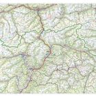 „Südtirol / Alto Adige“ oben links. Eine detaillierte topografische Karte mit Straßen, Flüssen und Höhenlinien.