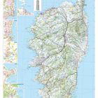 Freytag & Berndt Karte von Korsika, zeigt Straßen, Höhenlinien und Städte, mit ausführlicher Legende und Skalenangabe.