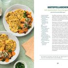 KARTOFFELLAIBCHEN mit exotischem Karottengemüse. Zutaten: Kartoffeln, Feta, Petersilie, Ingwer, Karotten, Rosinen. Rezepte-Tipp: Schmeckt auch kalt.
