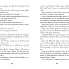 Seitenzahlen: 54 und 55. Text beschreibt eine humorvolle Verhandlung mit einem Auto und einer Axt. Dialog enthält Humor und Ironie.