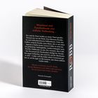„Manchmal sind Familienbande eine tödliche Verbindung...“ Rückseite eines Buchs, schwarze Farbe mit rotem und weißem Text.