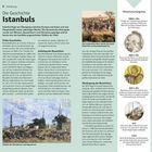 Textausschnitt beschreibt Istanbuls Geschichte. Ereignisse: Thrakische Gründung 1000 v.Chr., Byzanz 660 v.Chr., Niedergang 1025.