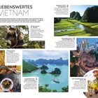 Texte: Liebenswertes Vietnam, Streetfood in Hanoi, Kreuzfahrt in der Bucht von Halong. Bilder: Affen, Reisfelder, Stadtansichten.