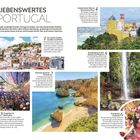 LIEBENSWERTES PORTUGAL.  
1: Die großen Städte Lissabon und Porto.  
2: Atemberaubende Strände.  
3: Ausgehen im Bairro Alto.  
4: Farbenfroher Palácio Nacional de Pena.  
5: Spaziergang an den levadas auf Madeira.  
6: Prunkvolle Festivals.