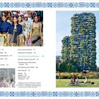 Texte: Mode und Style, Italienisches Design, Objekte der Handwerkskunst, Kunst und Kunstwerke. Links Laufsteg, rechts begrüntes Hochhaus.