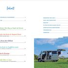 Inhalt mit Kapiteln über Reisen in Japan und ein Minicamper in einer Landschaft, blauer Himmel im Hintergrund.