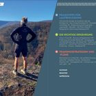 Links Laufsportler auf Berg, rechts Inhaltsverzeichnis: "Laufbekleidung", "Ernährung", "Trainingsstrategien".