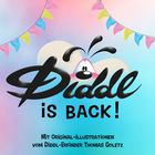 "Diddl is back! Mit Original-Illustrationen vom Diddl-Erfinder Thomas Goletz." Illustration mit bunten Wimpeln.