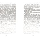 Zweiseitiger Text aus einem Buch. Es handelt sich um beschreibende und dialogische Passagen aus einem literarischen Werk.
