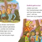 Der Text beschreibt eine kindliche Gruppe mit Taschenlampen. Illustrationen zeigen Kinder in lebendigen Farben, die interagieren.