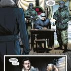 "Darauf trink ich, Kommandant. Nur ohne Alkohol." Eine Illustration zeigt eine angespannte Szene in einem Raum mit bewaffneten Wachen.