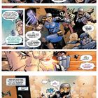 Comic-Stil. Charaktere kämpfen, einer nutzt Telekinese. Explosionen und Bewegungsgeräusche wie "PNK". Treue, Strategie-Thema.