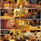 Eine Comicseite mit Texten: "NEW YORK", "Der Sommer kaperte die Stadt", "Müll türmte sich", "Sonnenlicht fiel", "U-Bahn-Schächte", "Die Hitze machte", "Die Kriminalität stieg". Szenen einer heißen Stadt mit Menschen, Polizei und Müll.