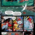 Heute, Snake River, Idaho. Aufregende Szene in einem Comic: Personen in einem roten Schlauchboot auf einem wilden Fluss.