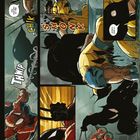 "Der Bastard ist fix", "Spidey! Pass auf!", "Logan!", "Sehr fein, Spidey!", "Wir haben ihn jetzt!" Comicszene mit Superhelden in Aktion.
