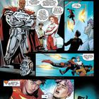 Texte: "BA-BOOM!", "KRSSSHH!", "KA-BAMM!", "Au.", "Prima, Superman...", "Jay". Comic-Stil, mit Superhelden in Aktion.