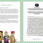 Zutatenchaos: Text über eine Reise der drei !!! nach Amsterdam. Links Illustration mit drei Mädchen, rechts ein Buchstabenrätsel.