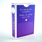 Box mit Text: "Was würde dir ohne mich fehlen? Welchen Spruch hast du von mir?" Lila Hintergrund, gelbes Herz.
