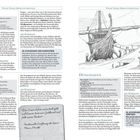 **SONNENSTEIN**  
Herrschaft: lockere Diktatur unter Soltai dem Aufseher  
Einwohnerzahl: 475  
Örtlichkeiten und Personen: Tempel der Brennenden Sichel

**ILONAS ILLUSION**  
Herrschaft: Rat der Ältesten  
Einwohnerzahl: 718  
Örtlichkeiten und Personen: Teehaus des Fürsten

**DÜNENHAFEN**  
Herrschaft: lockere Demokratie unter Kaela Wolfsgeheul  
Einwohnerzahl: 466  
Örtlichkeiten und Personen: Whispermoon Werft

Illustration eines Schiffes in sandiger Landschaft.