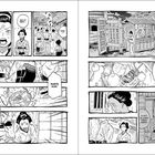 Comic mit traditionell gekleideten Personen im Gespräch. Szenen zeigen hektische Reaktionen und einen Marktstand.