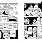 Zwei Seiten eines Manga zeigen eine Mah-Jong-Spielszene mit verschiedenen Charakterdialogen und Punktetafeln.