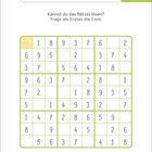 „Kannst du das Rätsel lösen? Trage als Erstes die 4 ein.“ Ein Sudoku-Raster mit Zahlen von 1 bis 9 ist dargestellt.