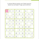 In diesem Rätsel werden noch Zahlen gesucht. Kannst du sie finden? Trage zuerst die 5 ein. Sudoku-Raster.