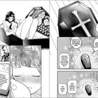 Manga-Panels: Eine Frau in einem Sarg, spricht über Gefühle und Unsicherheiten. Verschiedene Szenen zeigen ihre Emotionen.