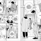 Dialoge über Konzentration und eine Party. Zeichnung: Personen in einem Raum, zwei stehen, einer arbeitet konzentriert.