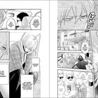 Zwei Seiten eines Mangas: Personen im Auto diskutieren, einer im Hoodie grübelt, dramatische Szenen an einem Bahnhof.