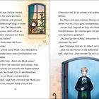 Texte: Ein Mädchen blickt aus einem Fenster. Ein Mann im dunklen Mantel steht vor einer Tür. Er trägt einen Hut in der Hand.