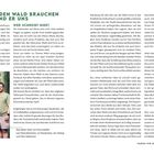 WARUM WIR DEN WALD BRAUCHEN UND ER UNS. Text über die Bedeutung des Waldes. Foto: Fünf Personen stehen in einem Wald.