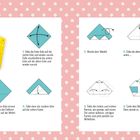 Titel: "KÜKEN". Anleitungen in zehn Schritten. Origami-Anleitung für ein gelbes Küken, Schritt-für-Schritt-Diagramme.