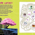 „Der große Auftritt“ und ein Text über Band-Management. Rechts ein Labyrinth mit Symbolen wie Park, Theater und Stadion.