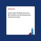 Antwort b) Exakt wurden 251 Meter gemessen. Wir empfehlen die Verwendung einer Tauchausrüstung. Illustration eines Leuchtturms.