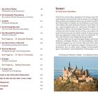 Texte: Kapitelüberschriften wie "Das Schloss Ratibor", "Die Kulmbacher Plassenburg", und ein Vorwort. Rechts ein Bild einer Burg.