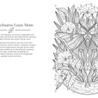 Text: "Die wachsame Luna-Motte. Die Luna-Motte ruht tagsüber...". Rechts eine detaillierte Illustration einer Motte mit Blumen.