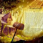 Illustration eines Hauses im Wald, umgeben von Bäumen. Ein Briefkasten mit Ahornblattmotiv steht im Vordergrund.