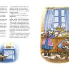 Texte beschreiben Wünsche, ein Gespräch über Weihnachtsgeschenke. Illustration: Zwei Mädchen backen in einer Küche.