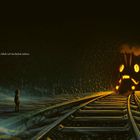 "Dann blieb ich hechelnd stehen." Ein Kind in einem Tunnel blickt auf einen glühenden, gesichtähnlichen Zug.