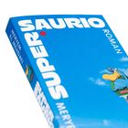 Auf einem blauen Hintergrund steht der Titel "SUPER SAURIO ROMAN" und der Name "MERYEM EL MEHDATI". Eine Comicfigur ist abgebildet.