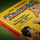 "Hal Foster's Tarzan: The Complete Sunday Comics 1931–1937". Illustration von Tarzan, kämpfend mit einem Löwen.