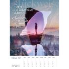 Text: "Jetzt erkenne ich stückweise; dann aber werde ich erkennen, gleich wie ich erkannt bin. 1. Korinther 13,12."  
Eine Silhouette vor einem Höhleneingang mit Himmel im Hintergrund. Unten: Kalender für Februar 2027.