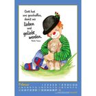 Text: "Der Herr segne dich und behüte dich!" Illustration eines Clowns mit grünem Overall und Hut. Kalender für März.