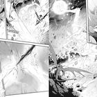 Text "BWOOM" und "GYAAA". Schwarz-weiße Manga-Illustration zeigt einen Kampf mit dämonischem Wesen und Magie.