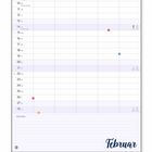 Kalenderseite mit Wochentagen. "Name", "Notizen", "Februar", "ZETTELWIRTSCHAFT". Feiertage eingetragen.