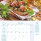 "Februar. Pizza mit Artischocken. Eine köstliche Pizza mit frischen Zutaten. Wochenkalender mit Notizbereich."