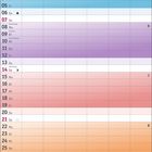 Kalender Februar 2027 mit Feiertagen: Rosenmontag, Fastnacht, Aschermittwoch, Valentinstag. Farbverlauf von Blau zu Orange.